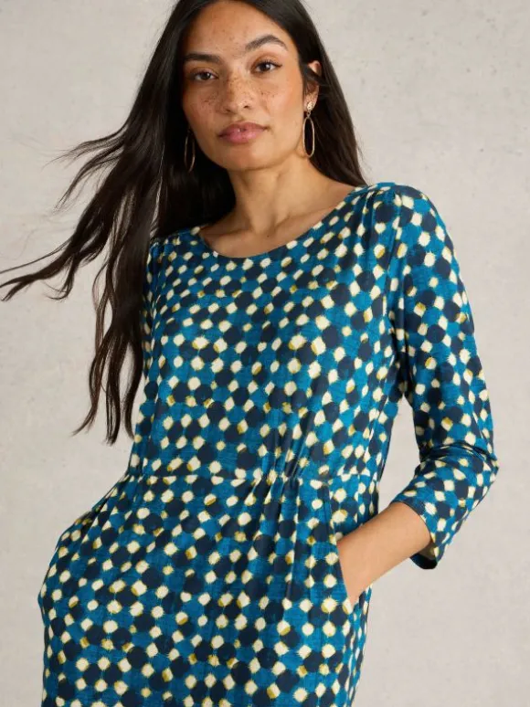 Tallie Jersey Printed Dress in NAVY PRINT