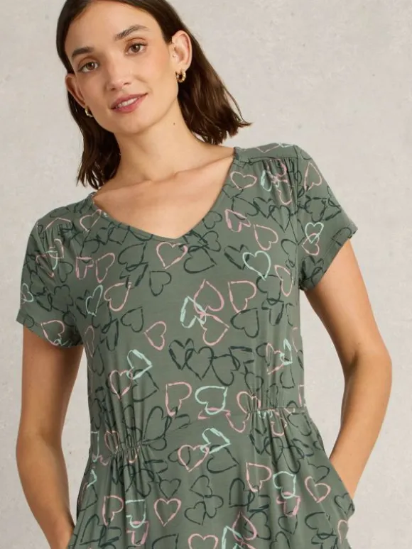 Tallie Jersey Short Sleeve Dress in GREEN PRINT