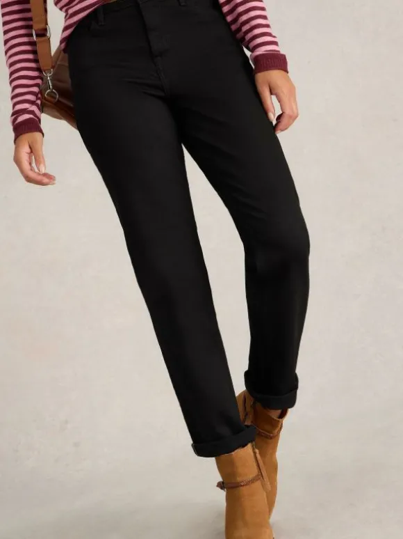 Taylor Full Length Straight Jean in BLACK DENIM