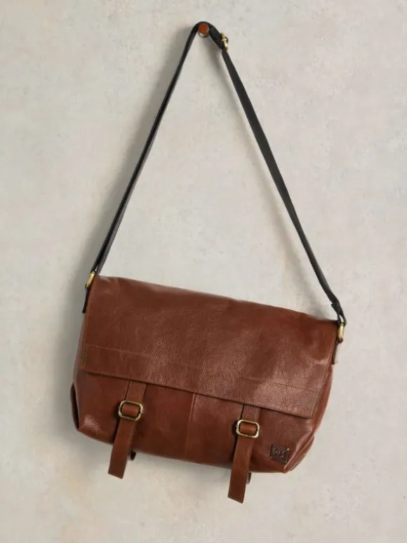 Teddy Leather Messenger Bag in MID TAN