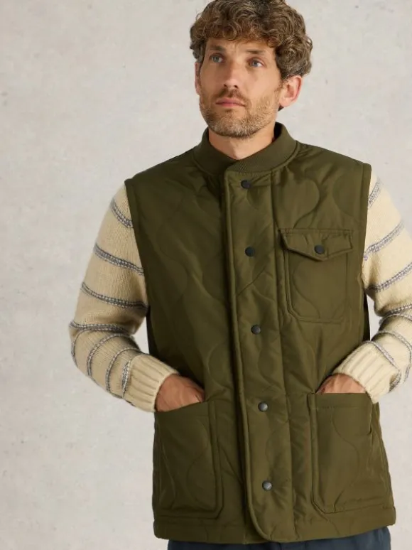 Tenby Quilted Gilet in KHAKI GREEN