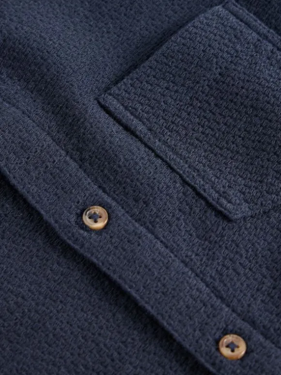 Textured Jersey Overshirt in DARK NAVY