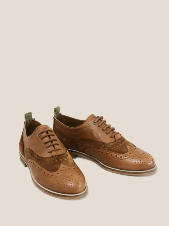 Thistle Leather Lace Up Brogue in DARK TAN