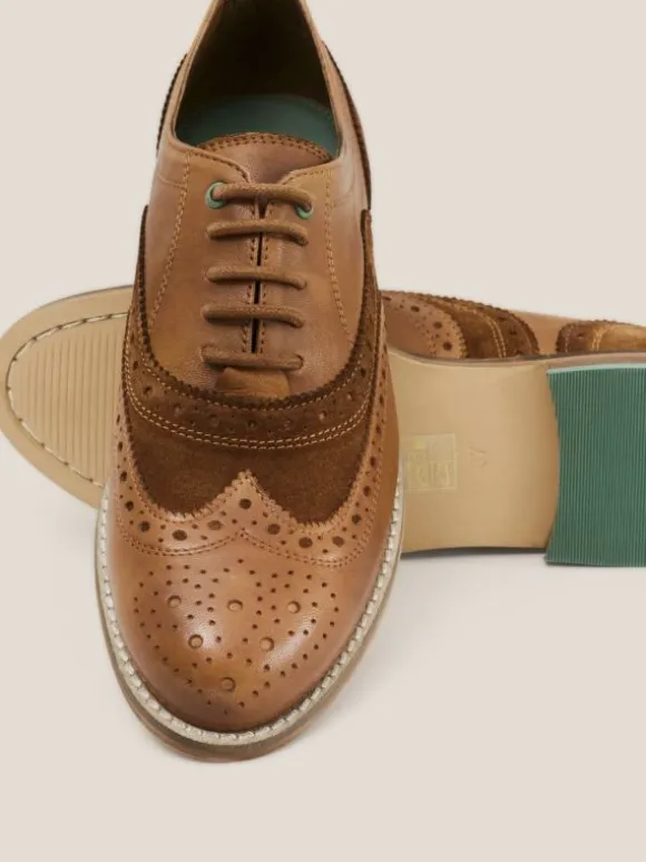 Thistle Leather Lace Up Brogue in DARK TAN