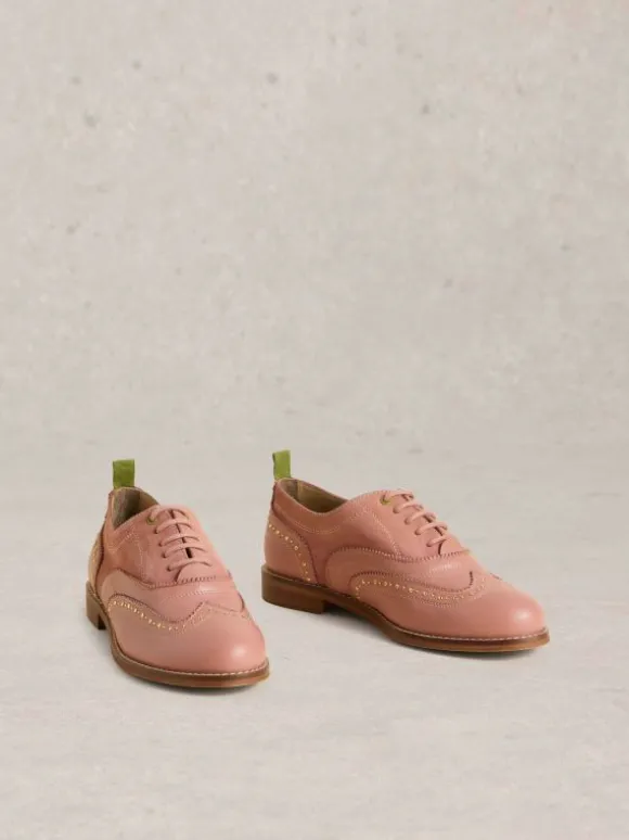 Thistle Studded Lace Up Brogue in MID PINK