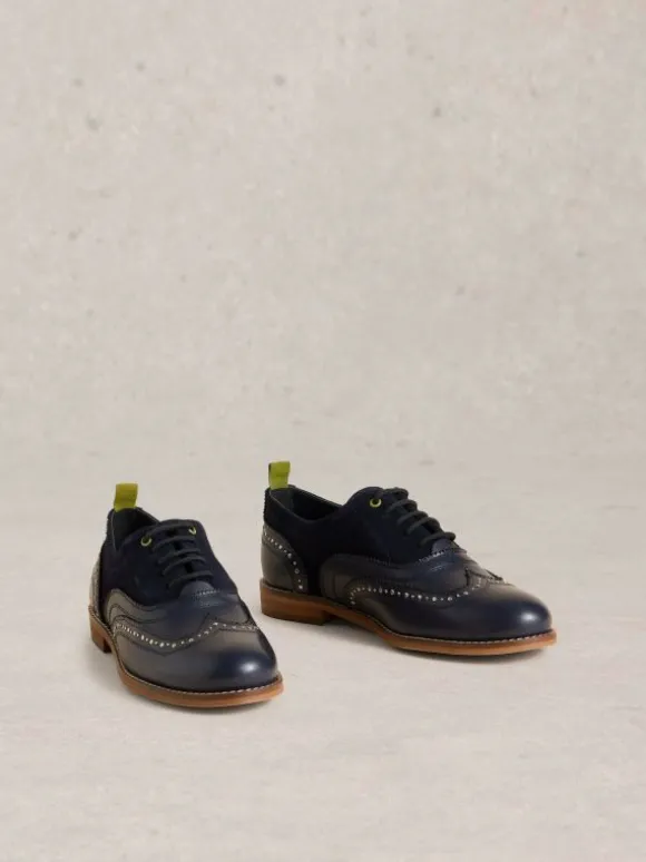 Thistle Studded Lace Up Brogue in DARK NAVY