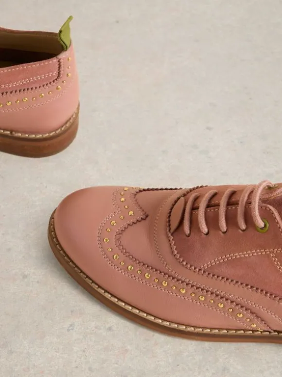 Thistle Studded Lace Up Brogue in MID PINK