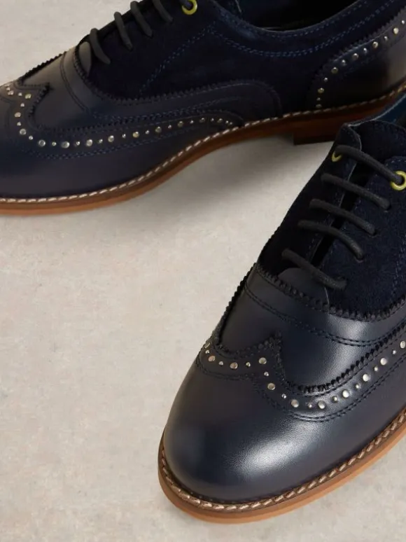 Thistle Studded Lace Up Brogue in DARK NAVY