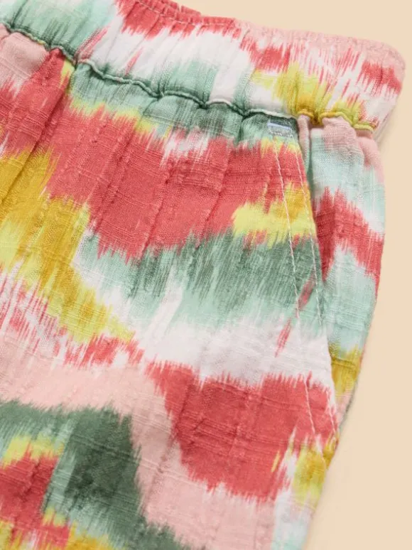 Tie Dye Printed Frill Short in PINK MULTI