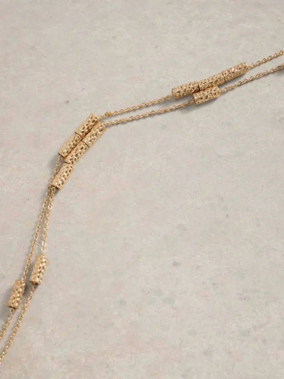 Tubular Fine Station Necklace in GOLD TONE METALLIC