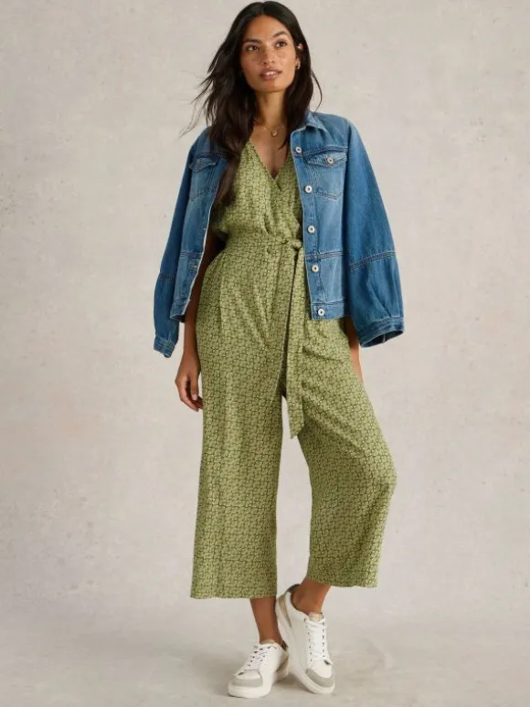 Verity Linen Blend Jumpsuit in GREEN PRINT