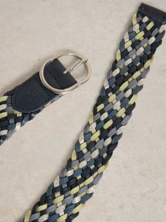 Weave Belt Leather in BLUE MULTI