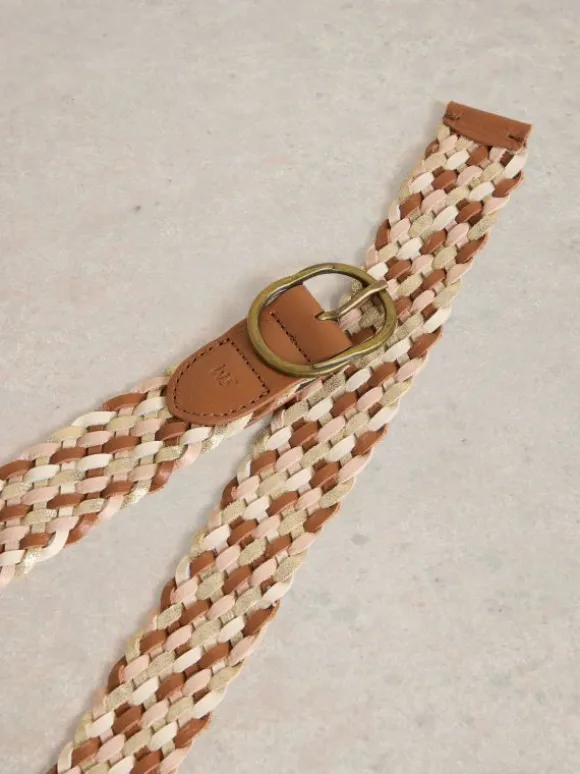 Weave Belt Leather in MID TAN