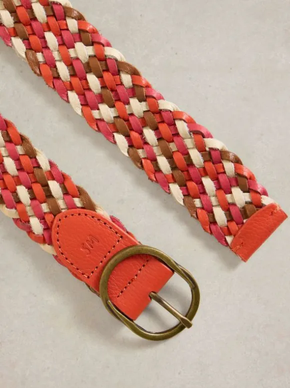 Weave Belt Leather in RED MULTI