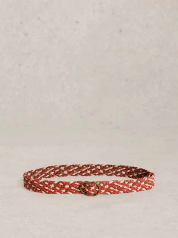 Weave Belt Leather in RED MULTI