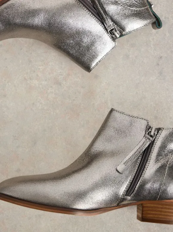 Willow Leather Ankle Boot in PEWTER METALLIC