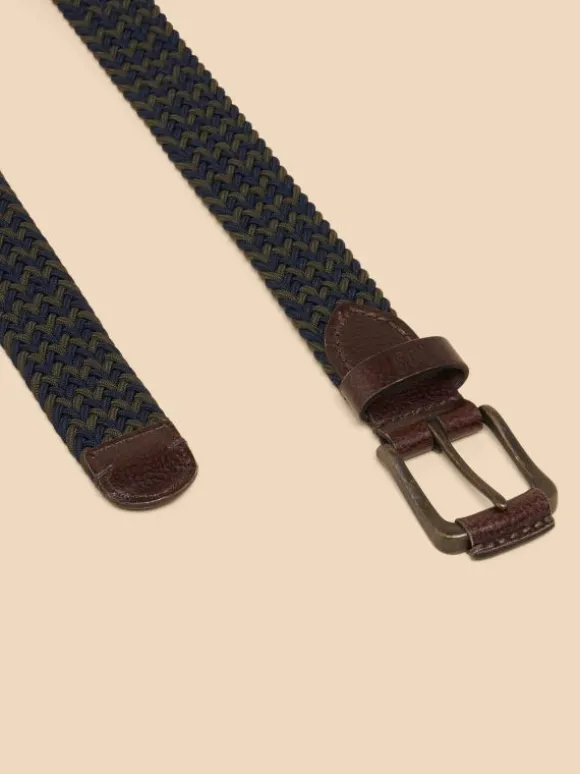 Woven Elasticated Belt in NAVY MULTI