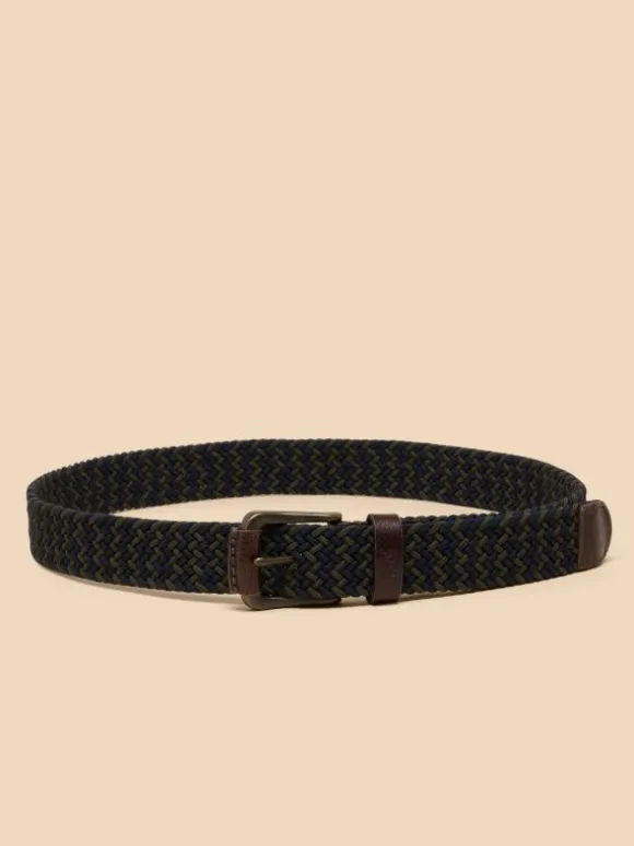 Woven Elasticated Belt in NAVY MULTI