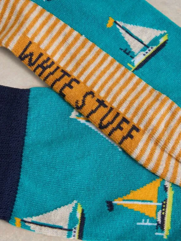 Yachting Ankle Sock in TEAL MULTI